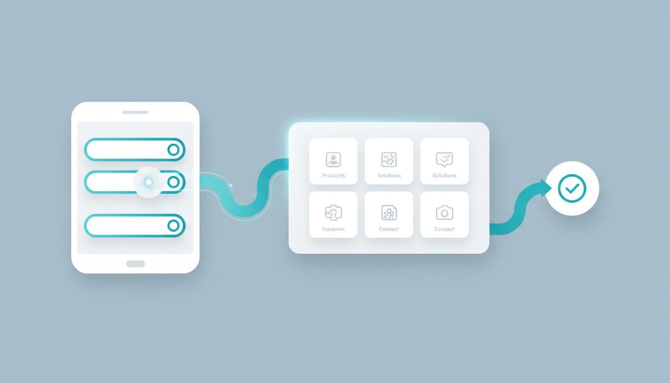 A modern graphic shows a simplified, linear path representing an efficient website navigation process.